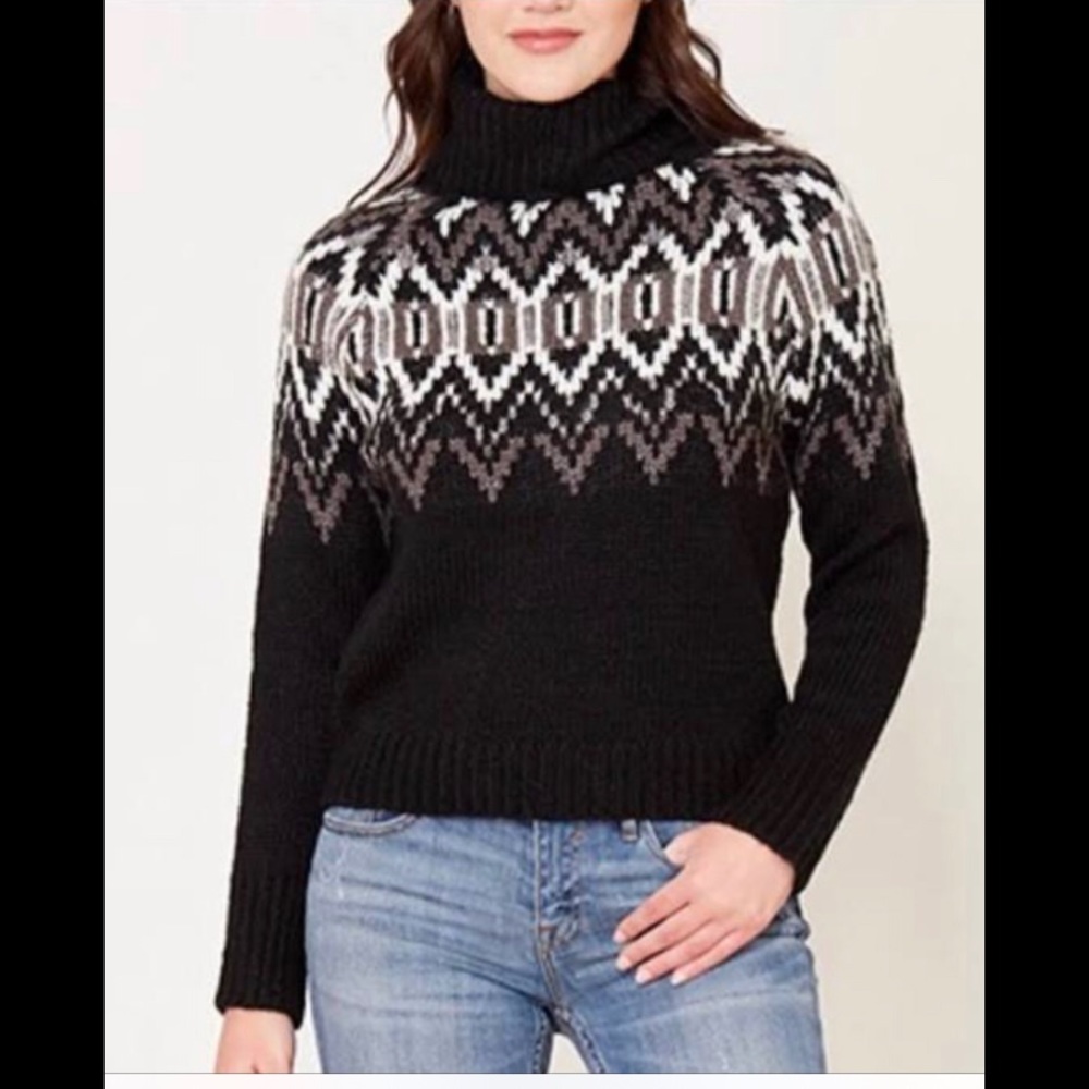Cliche Fair Isle black pattern roll neck sweater